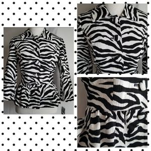 🆕️ INC Fall Zebra Women's Peplum Jacket Size 0
